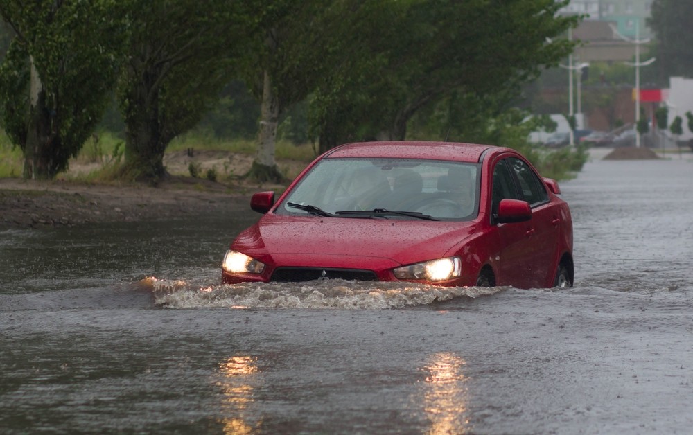flooded car